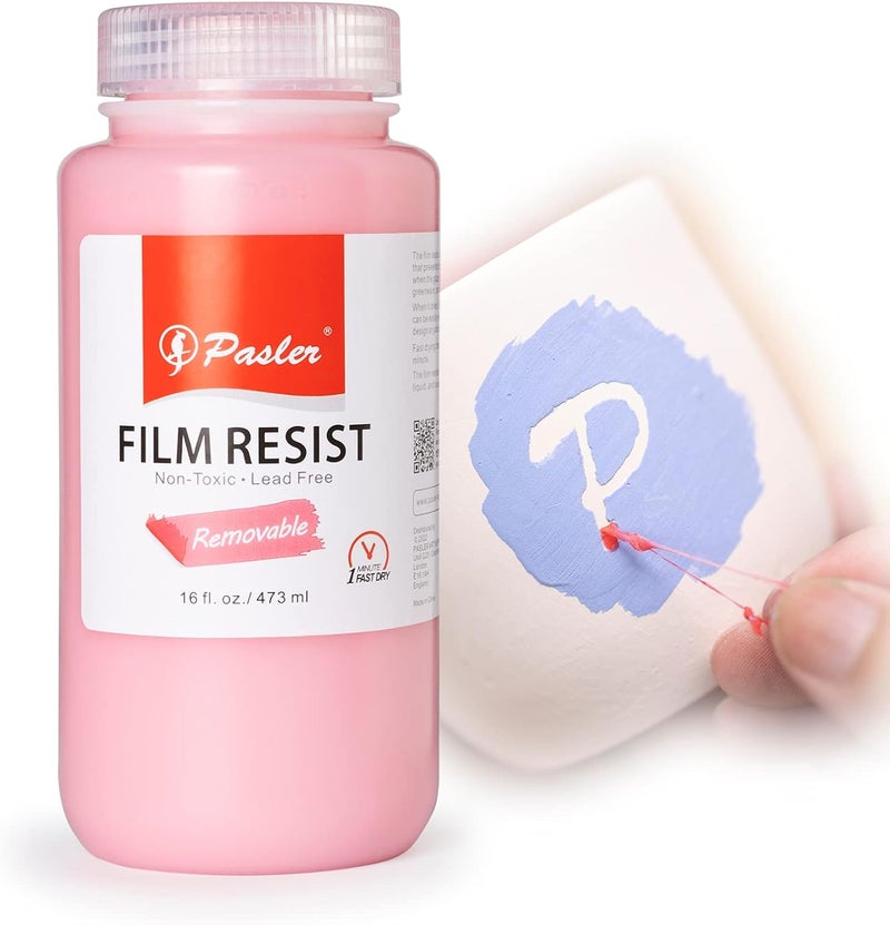 Pasler Film Resist,Latex Resist, for Pottery Bisque or Greenware,removable water-based film,16 fl oz / 473 ml - Image 1